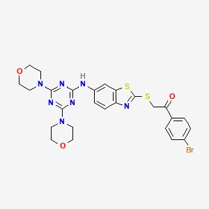 1-(4-Bromophenyl)-2-[(6-{[4,6-di(morpholin-4-yl)-1,3,5-triazin-2-yl]amino}-1,3-benzothiazol-2-yl)sulfanyl]ethanone