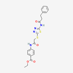 Ethyl 4-(2-((5-(3-phenylpropanamido)-1,3,4-thiadiazol-2-yl)thio)acetamido)benzoate