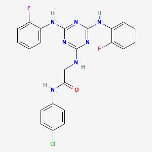 molecular formula C23H18ClF2N7O B12471438 N~2~-{4,6-bis[(2-fluorophenyl)amino]-1,3,5-triazin-2-yl}-N-(4-chlorophenyl)glycinamide 