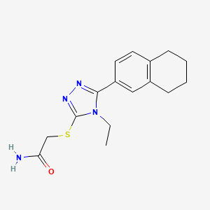 molecular formula C16H20N4OS B12471539 2-{[4-ethyl-5-(5,6,7,8-tetrahydronaphthalen-2-yl)-4H-1,2,4-triazol-3-yl]sulfanyl}acetamide 