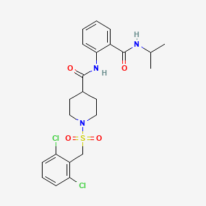 molecular formula C23H27Cl2N3O4S B12471555 1-[(2,6-dichlorobenzyl)sulfonyl]-N-[2-(propan-2-ylcarbamoyl)phenyl]piperidine-4-carboxamide 