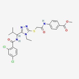 molecular formula C25H27Cl2N5O4S B12471594 methyl 4-[({[5-(1-{[(2,4-dichlorophenyl)carbonyl]amino}-2-methylpropyl)-4-ethyl-4H-1,2,4-triazol-3-yl]sulfanyl}acetyl)amino]benzoate 