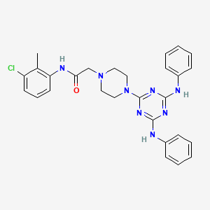 molecular formula C28H29ClN8O B12471598 2-{4-[4,6-bis(phenylamino)-1,3,5-triazin-2-yl]piperazin-1-yl}-N-(3-chloro-2-methylphenyl)acetamide 