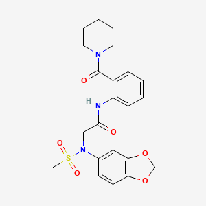 molecular formula C22H25N3O6S B12471612 N~2~-1,3-benzodioxol-5-yl-N~2~-(methylsulfonyl)-N-[2-(piperidin-1-ylcarbonyl)phenyl]glycinamide 