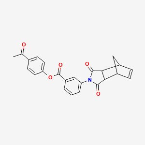 molecular formula C24H19NO5 B12471634 4-acetylphenyl 3-(1,3-dioxo-1,3,3a,4,7,7a-hexahydro-2H-4,7-methanoisoindol-2-yl)benzoate 