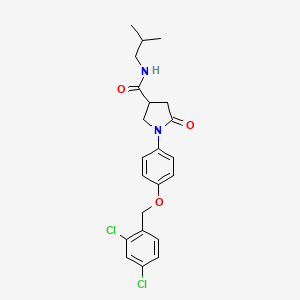 molecular formula C22H24Cl2N2O3 B12471640 1-{4-[(2,4-dichlorobenzyl)oxy]phenyl}-N-(2-methylpropyl)-5-oxopyrrolidine-3-carboxamide 