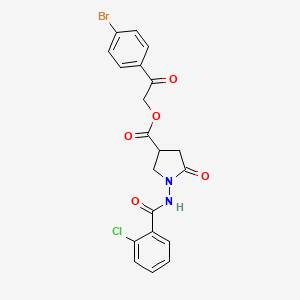 2-(4-Bromophenyl)-2-oxoethyl 1-{[(2-chlorophenyl)carbonyl]amino}-5-oxopyrrolidine-3-carboxylate