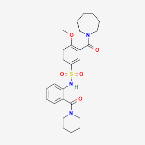 molecular formula C26H33N3O5S B12471672 3-(azepan-1-ylcarbonyl)-4-methoxy-N-[2-(piperidin-1-ylcarbonyl)phenyl]benzenesulfonamide 