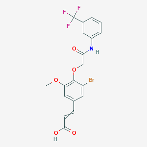 molecular formula C19H15BrF3NO5 B12471680 3-[3-Bromo-5-methoxy-4-[2-oxo-2-[3-(trifluoromethyl)anilino]ethoxy]phenyl]prop-2-enoic acid 