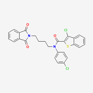 molecular formula C27H20Cl2N2O3S B12471690 3-chloro-N-(4-chlorophenyl)-N-[4-(1,3-dioxoisoindol-2-yl)butyl]-1-benzothiophene-2-carboxamide 