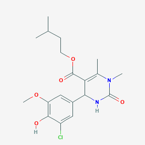 molecular formula C19H25ClN2O5 B12471697 3-Methylbutyl 4-(3-chloro-4-hydroxy-5-methoxyphenyl)-1,6-dimethyl-2-oxo-1,2,3,4-tetrahydropyrimidine-5-carboxylate 