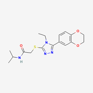 2-{[5-(2,3-dihydro-1,4-benzodioxin-6-yl)-4-ethyl-4H-1,2,4-triazol-3-yl]sulfanyl}-N-(propan-2-yl)acetamide