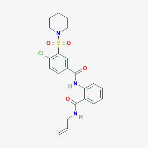 molecular formula C22H24ClN3O4S B12471817 4-chloro-3-(piperidin-1-ylsulfonyl)-N-[2-(prop-2-en-1-ylcarbamoyl)phenyl]benzamide 