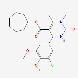 Cycloheptyl 4-(3-chloro-4-hydroxy-5-methoxyphenyl)-1,6-dimethyl-2-oxo-1,2,3,4-tetrahydropyrimidine-5-carboxylate