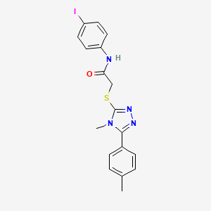 molecular formula C18H17IN4OS B12471849 N-(4-iodophenyl)-2-{[4-methyl-5-(4-methylphenyl)-4H-1,2,4-triazol-3-yl]sulfanyl}acetamide 