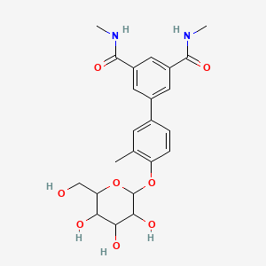 molecular formula C23H28N2O8 B12471856 N3,N3',5-trimethyl-4'-{[3,4,5-trihydroxy-6-(hydroxymethyl)oxan-2-yl]oxy}-[1,1'-biphenyl]-3,5-dicarboxamide 