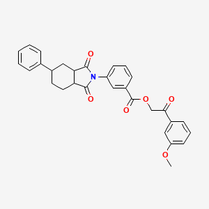 molecular formula C30H27NO6 B12471876 2-(3-methoxyphenyl)-2-oxoethyl 3-(1,3-dioxo-5-phenyloctahydro-2H-isoindol-2-yl)benzoate 