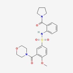 molecular formula C23H27N3O6S B12471912 4-methoxy-3-(morpholine-4-carbonyl)-N-[2-(pyrrolidine-1-carbonyl)phenyl]benzenesulfonamide 