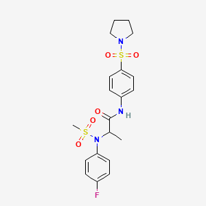 molecular formula C20H24FN3O5S2 B12471921 N~2~-(4-fluorophenyl)-N~2~-(methylsulfonyl)-N-[4-(pyrrolidin-1-ylsulfonyl)phenyl]alaninamide 