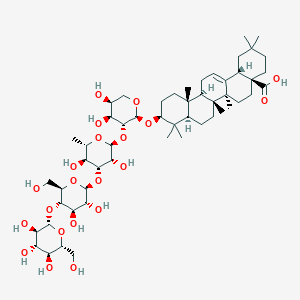 molecular formula C53H86O21 B1247194 oleanolic acid 3-O-[O-beta-D-glucopyranosyl-(1->4)-O-beta-D-glucopyranosyl-(1->3)-O-alpha-L-rhamnopyranosyl-(1->2)-alpha-L-arabinopyranoside] CAS No. 244202-36-6