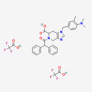 molecular formula C35H34F6N4O7 B12471947 1-[[4-(dimethylamino)-3-methylphenyl]methyl]-5-(2,2-diphenylacetyl)-6,7-dihydro-4H-imidazo[4,5-c]pyridine-6-carboxylic acid;2,2,2-trifluoroacetic acid 