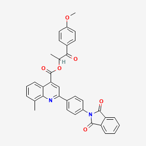 molecular formula C35H26N2O6 B12471974 1-(4-methoxyphenyl)-1-oxopropan-2-yl 2-[4-(1,3-dioxo-1,3-dihydro-2H-isoindol-2-yl)phenyl]-8-methylquinoline-4-carboxylate 