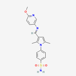 molecular formula C19H20N4O3S B12472061 4-(3-{(E)-[(6-methoxypyridin-3-yl)imino]methyl}-2,5-dimethyl-1H-pyrrol-1-yl)benzenesulfonamide 