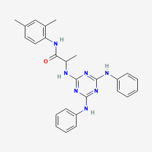 molecular formula C26H27N7O B12472083 N~2~-[4,6-bis(phenylamino)-1,3,5-triazin-2-yl]-N-(2,4-dimethylphenyl)alaninamide 