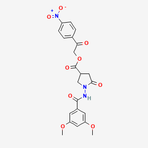 2-(4-Nitrophenyl)-2-oxoethyl 1-{[(3,5-dimethoxyphenyl)carbonyl]amino}-5-oxopyrrolidine-3-carboxylate