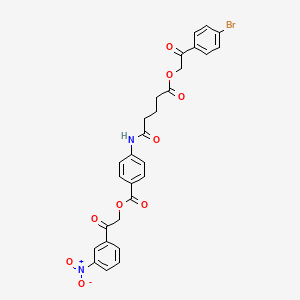 molecular formula C28H23BrN2O9 B12472089 2-(3-Nitrophenyl)-2-oxoethyl 4-({5-[2-(4-bromophenyl)-2-oxoethoxy]-5-oxopentanoyl}amino)benzoate 