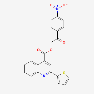 molecular formula C22H14N2O5S B12472103 2-(4-Nitrophenyl)-2-oxoethyl 2-(thiophen-2-yl)quinoline-4-carboxylate 