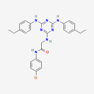 molecular formula C27H28BrN7O B12472110 N~2~-{4,6-bis[(4-ethylphenyl)amino]-1,3,5-triazin-2-yl}-N-(4-bromophenyl)glycinamide 