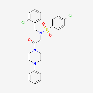 molecular formula C25H25Cl2N3O3S B12472118 4-chloro-N-[(2-chlorophenyl)methyl]-N-[2-oxo-2-(4-phenylpiperazin-1-yl)ethyl]benzenesulfonamide 