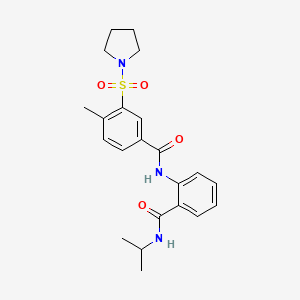 molecular formula C22H27N3O4S B12472119 4-methyl-N-[2-(propan-2-ylcarbamoyl)phenyl]-3-(pyrrolidin-1-ylsulfonyl)benzamide 