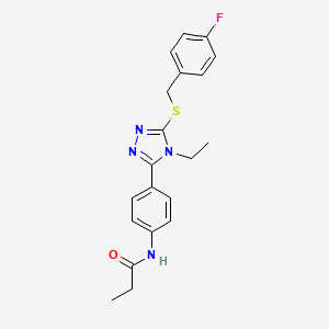 molecular formula C20H21FN4OS B12472137 N-(4-{4-ethyl-5-[(4-fluorobenzyl)sulfanyl]-4H-1,2,4-triazol-3-yl}phenyl)propanamide 