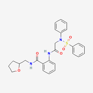 molecular formula C26H27N3O5S B12472144 2-{[N-phenyl-N-(phenylsulfonyl)glycyl]amino}-N-(tetrahydrofuran-2-ylmethyl)benzamide 