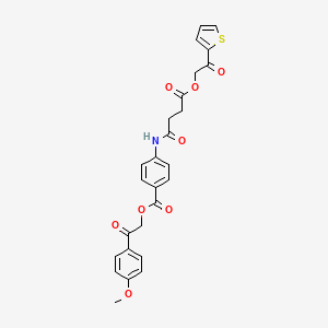 molecular formula C26H23NO8S B12472167 2-(4-Methoxyphenyl)-2-oxoethyl 4-({4-oxo-4-[2-oxo-2-(thiophen-2-yl)ethoxy]butanoyl}amino)benzoate 