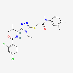 2,4-dichloro-N-{1-[5-({2-[(3,4-dimethylphenyl)amino]-2-oxoethyl}sulfanyl)-4-ethyl-4H-1,2,4-triazol-3-yl]-2-methylpropyl}benzamide