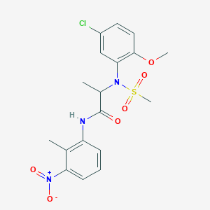 molecular formula C18H20ClN3O6S B12472242 N~2~-(5-chloro-2-methoxyphenyl)-N-(2-methyl-3-nitrophenyl)-N~2~-(methylsulfonyl)alaninamide 