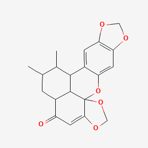 molecular formula C20H20O6 B12472254 13,14-Dimethyl-2,6,8,20,22-pentaoxahexacyclo[10.10.1.01,19.03,11.05,9.016,23]tricosa-3,5(9),10,18-tetraen-17-one 