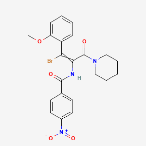 molecular formula C22H22BrN3O5 B12472262 N-[1-bromo-1-(2-methoxyphenyl)-3-oxo-3-piperidin-1-ylprop-1-en-2-yl]-4-nitrobenzamide 