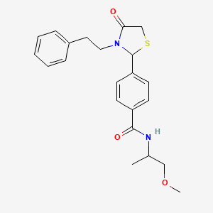 molecular formula C22H26N2O3S B12472284 N-(1-methoxypropan-2-yl)-4-[4-oxo-3-(2-phenylethyl)-1,3-thiazolidin-2-yl]benzamide 