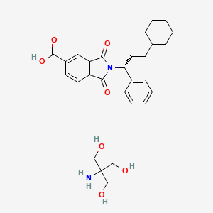 molecular formula C28H36N2O7 B1247230 1H-Isoindole-5-carboxylic acid, 2-((1R)-3-cyclohexyl-1-phenylpropyl)-2,3-dihydro-1,3-dioxo-, compd. with 2-amino-2-(hydroxymethyl)-1,3-propanediol (1:1) CAS No. 216681-21-9