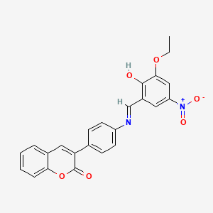 3-(4-{[(E)-(3-ethoxy-2-hydroxy-5-nitrophenyl)methylidene]amino}phenyl)-2H-chromen-2-one