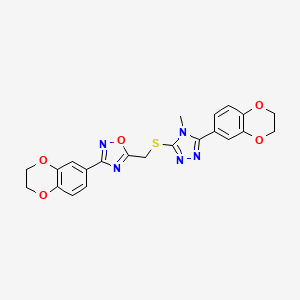 3-(2,3-dihydro-1,4-benzodioxin-6-yl)-5-({[5-(2,3-dihydro-1,4-benzodioxin-6-yl)-4-methyl-4H-1,2,4-triazol-3-yl]sulfanyl}methyl)-1,2,4-oxadiazole