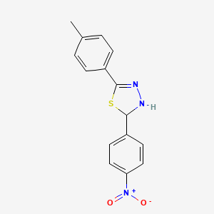 molecular formula C15H13N3O2S B12472399 5-(4-Methylphenyl)-2-(4-nitrophenyl)-2,3-dihydro-1,3,4-thiadiazole 