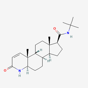 molecular formula C23H36N2O2 B1247243 (1S,3aS,3bR,5aR,9aR,9bR,11aS)-N-tert-butyl-9a,11a-dimethyl-7-oxo-1,2,3,3a,3b,4,5,5a,6,9b,10,11-dodecahydroindeno[5,4-f]quinoline-1-carboxamide 