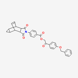 molecular formula C33H27NO6 B12472436 2-[4-(benzyloxy)phenyl]-2-oxoethyl 4-(1,3-dioxooctahydro-4,6-ethenocyclopropa[f]isoindol-2(1H)-yl)benzoate 