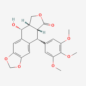 molecular formula C22H22O8 B1247244 (5R,5aS,8aR,9R)-5-hydroxy-9-(3,4,5-trimethoxyphenyl)-5a,6,8a,9-tetrahydro-5H-isobenzofuro[5,6-f][1,3]benzodioxol-8-one 