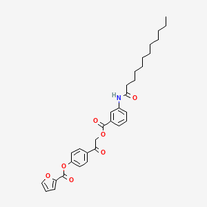 molecular formula C32H37NO7 B12472453 4-[({[3-(Dodecanoylamino)phenyl]carbonyl}oxy)acetyl]phenyl furan-2-carboxylate 